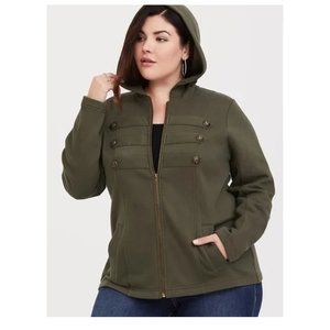 Torrid OLIVE MILITARY HOODIE JACKET